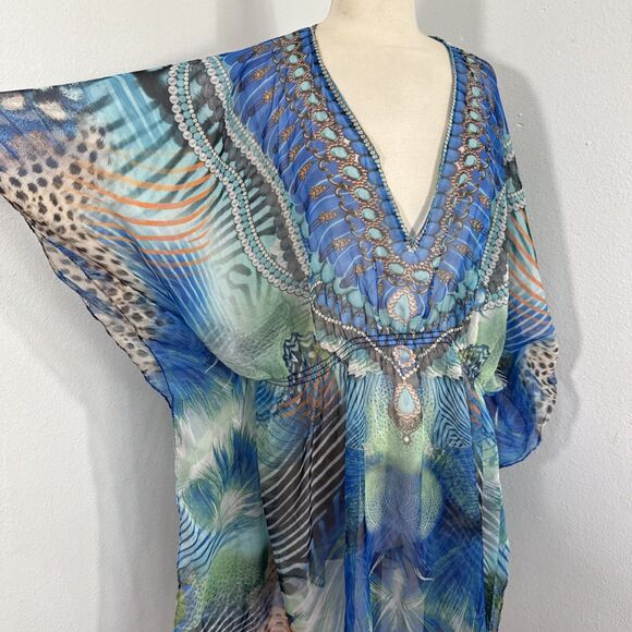 Bon Voyage Top‎ Womens OS Cinch Multi Abstract Butterfly Swim Beach Cover Up - Picture 3 of 10